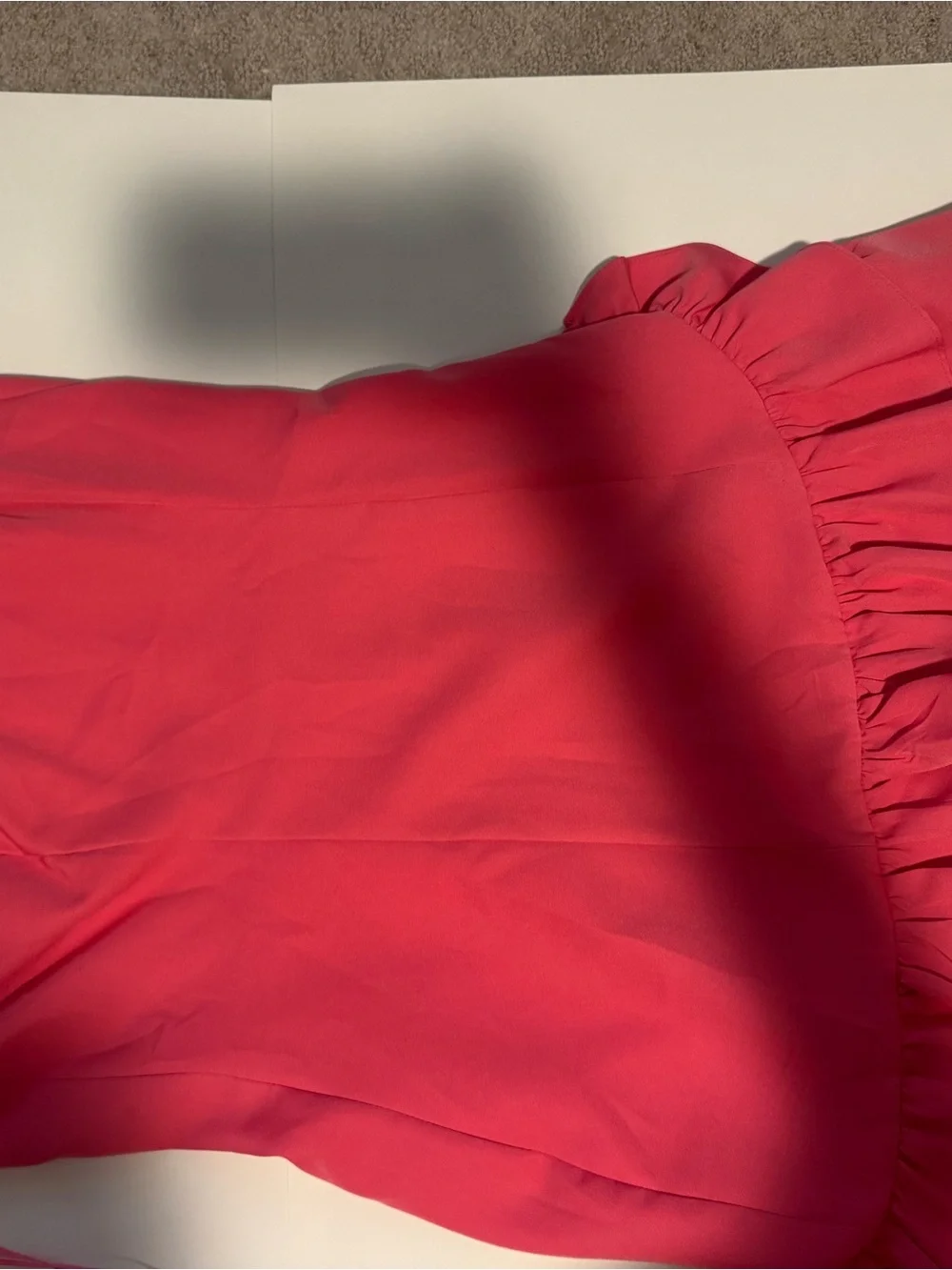 One-Shoulder Coral Ruffle Mini Dress - Picture 3 of 3